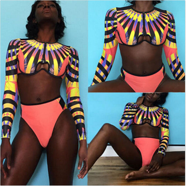 African Type Print Two-Piece Swimwear