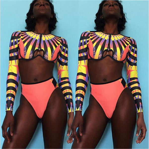 African Type Print Two-Piece Swimwear