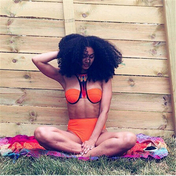 African Type Print Two-Piece Swimwear