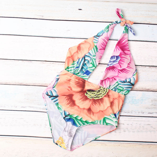 Floral Swimming One-Piece Suit
