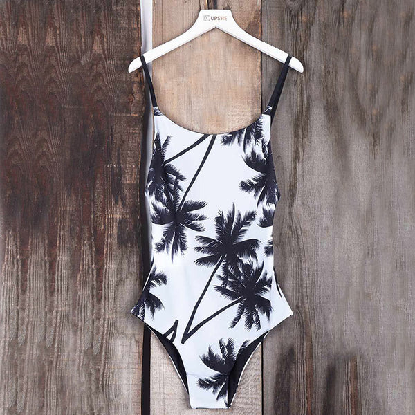Coconut Printing Back Lace One-Piece Swimsuit
