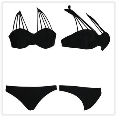 Solid Weaving Two-Piece Swimwear