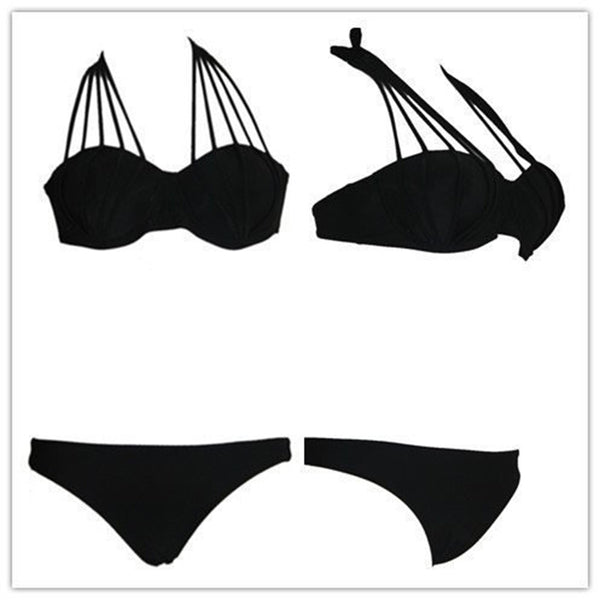 Solid Weaving Two-Piece Swimwear