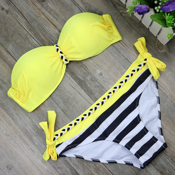 Striped Body Suit Two-Piece Swimsuit