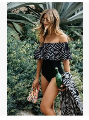 Off Shoulder Sexy Printed Floral One-Piece Swimsuit