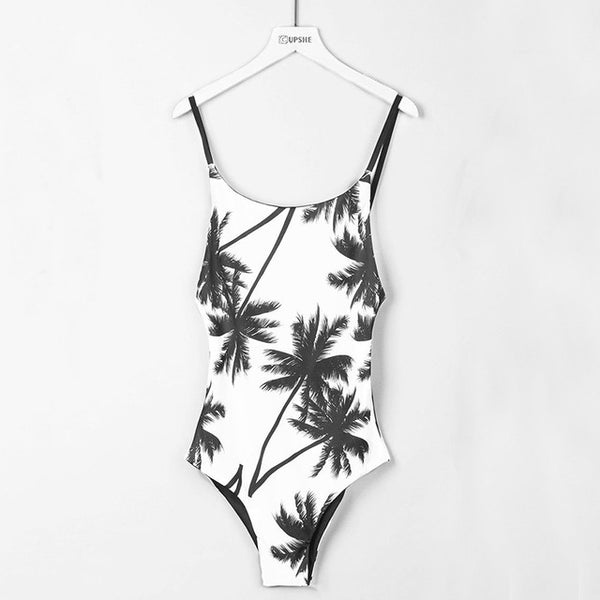 Coconut Printing Back Lace One-Piece Swimsuit