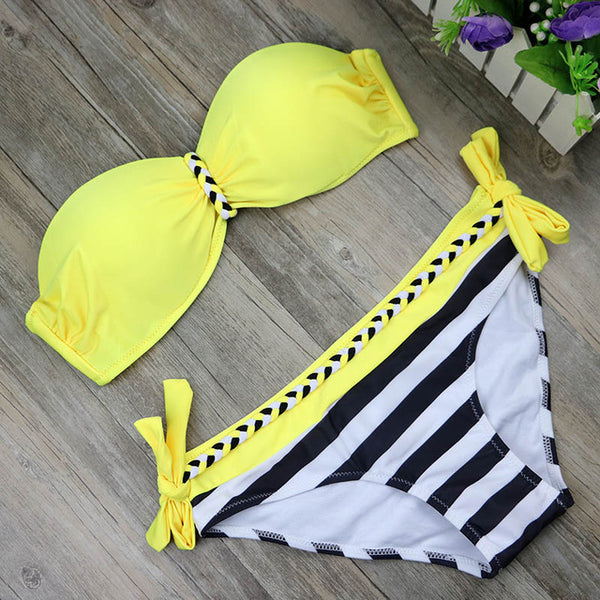 Striped Body Suit Two-Piece Swimsuit