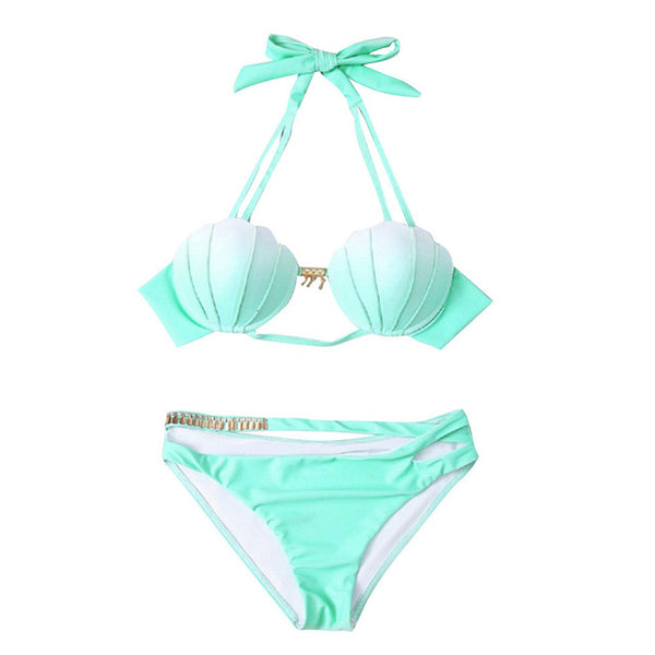 Mermaid Shell Push Up Two-Piece Swimwear